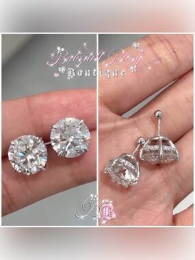 Earrings 5 carat studs custom with screw on backing Babydoll Bling Boutique